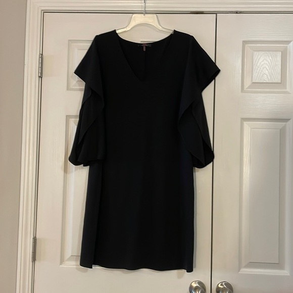 Trina Turk Hiroshi Ruffle Sleeve Black Dress Large - Picture 2 of 7